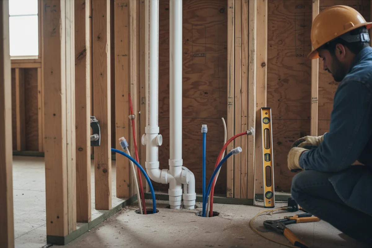 Drain and supply rough-in during Drain Cleaning in Brentwood
